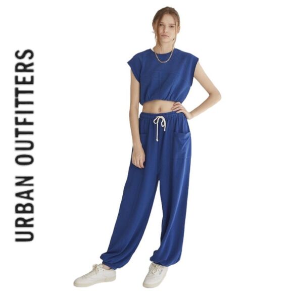 NEW Urban Outfitters UO Out From Under Taylor Blue Oversized Pants M - Picture 1 of 3